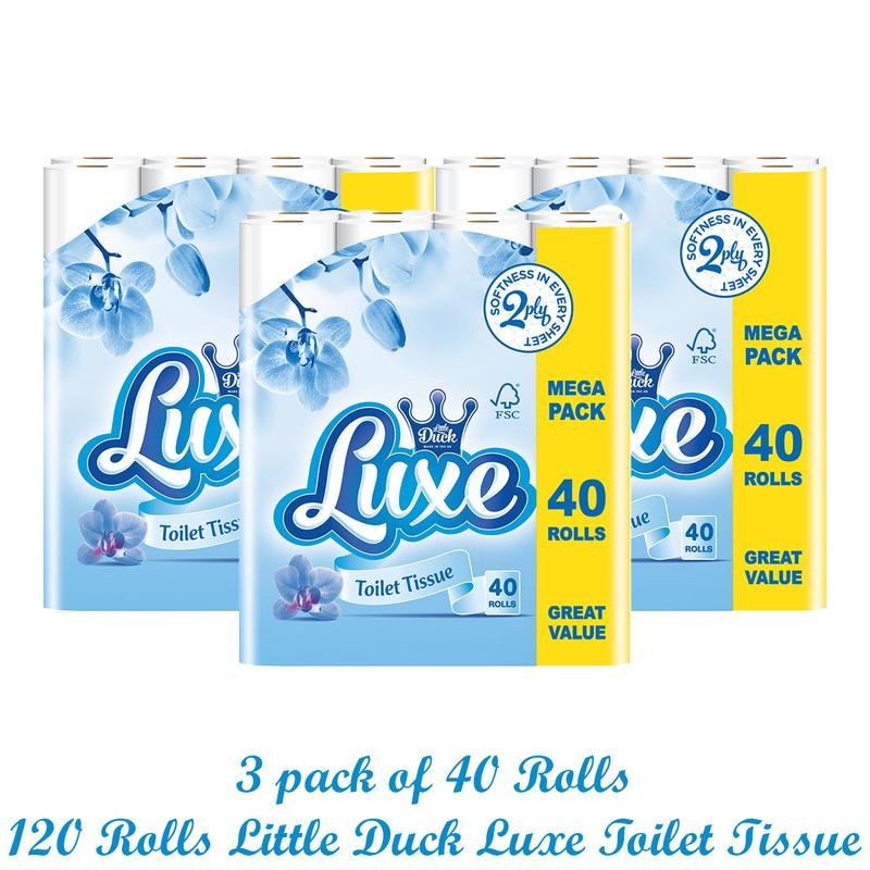 120 Little Duck Luxe White Toilet Rolls – High-Quality 2ply Embossed Economical Toilet Tissue - Mega Pack & Great Value